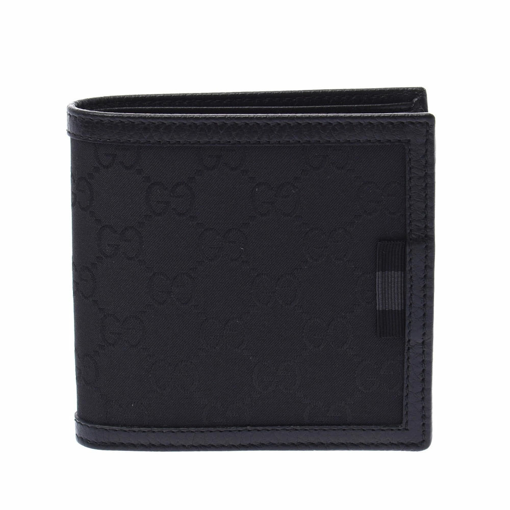 GUCCI GG black leather bi fold wallet
